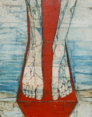 Roger Descombes, Les Pieds du Christ, 1958 -  Les Pieds du Christ, huile sur toile, 1958, collection particulière, GE